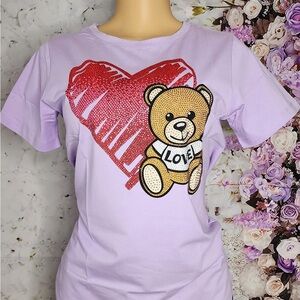 Women’s Purple Shirt with Teddy Bear Design